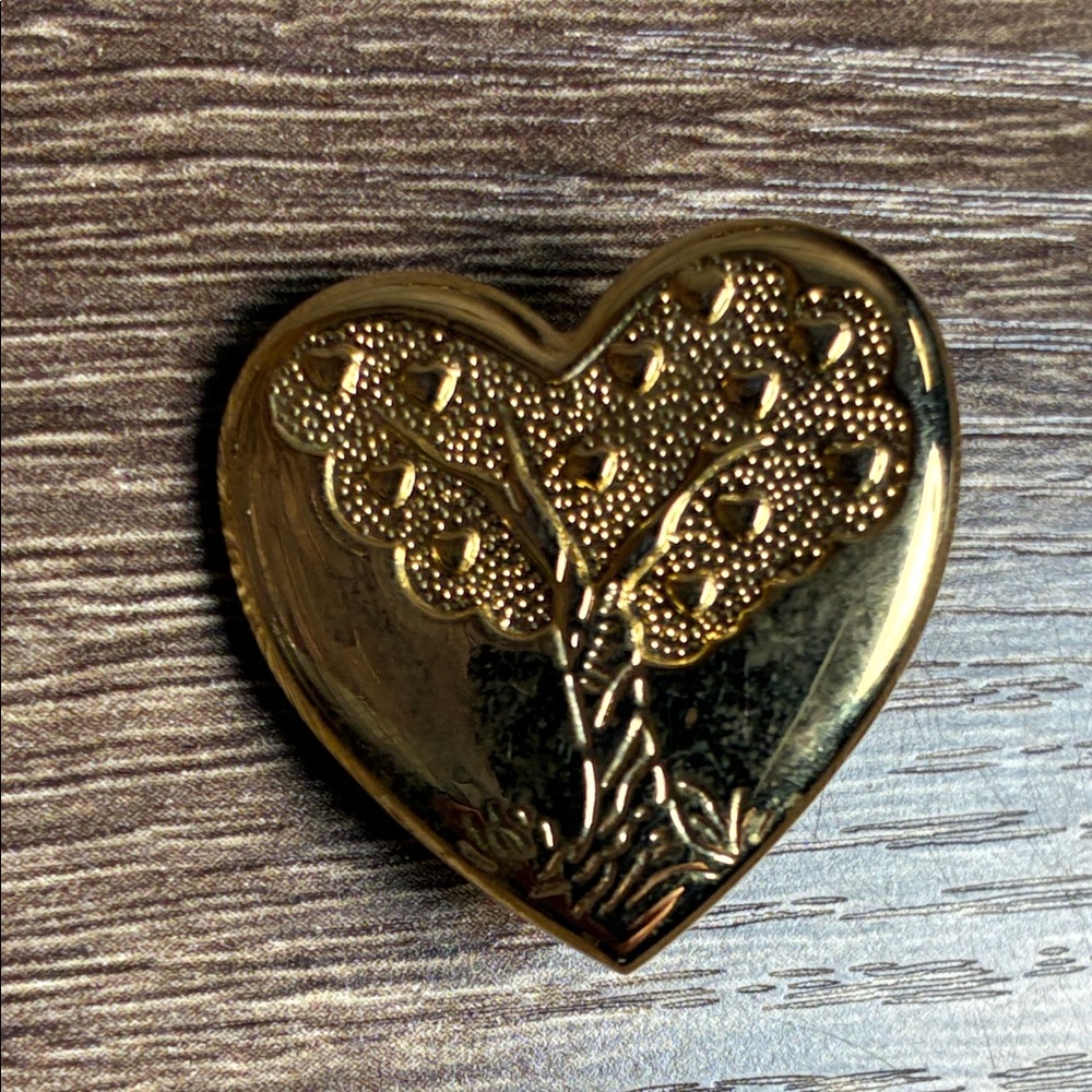 Vintage Gold Heart-Shaped Brooch with Tree Design The Variety Club